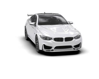 Beyaz zemin üzerinde izole edilmiş 3D resimleme spor araba