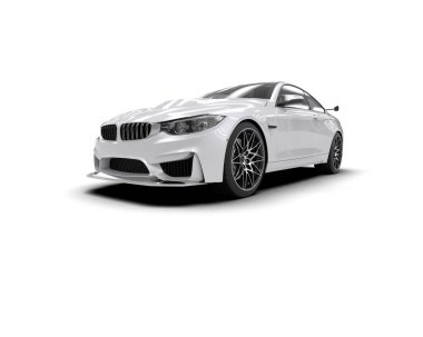 Beyaz zemin üzerinde izole edilmiş 3D resimleme spor araba