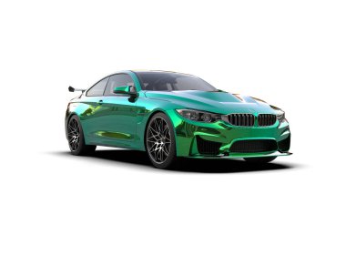 Beyaz zemin üzerinde izole edilmiş 3D resimleme spor araba