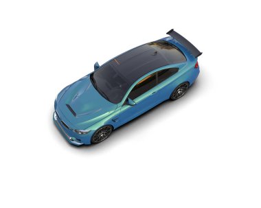 Beyaz zemin üzerinde izole edilmiş 3D resimleme spor araba