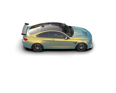 Beyaz zemin üzerinde izole edilmiş 3D resimleme spor araba