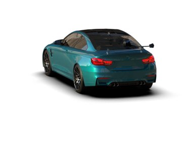 Beyaz zemin üzerinde izole edilmiş 3D resimleme spor araba