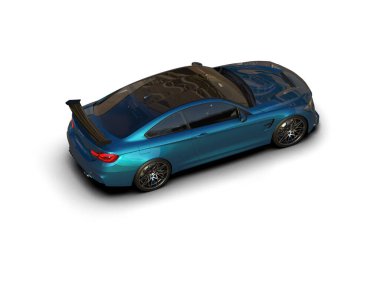 Beyaz zemin üzerinde izole edilmiş 3D resimleme spor araba