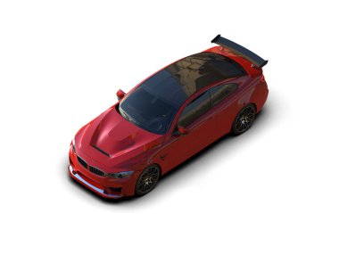 Beyaz zemin üzerinde izole edilmiş 3D resimleme spor araba