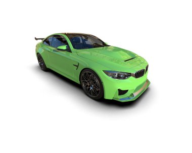 Beyaz zemin üzerinde izole edilmiş 3D resimleme spor araba