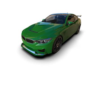 Beyaz zemin üzerinde izole edilmiş 3D resimleme spor araba