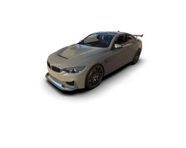 Beyaz zemin üzerinde izole edilmiş 3D resimleme spor araba