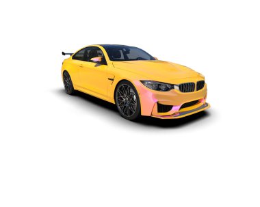 Beyaz zemin üzerinde izole edilmiş 3D resimleme spor araba