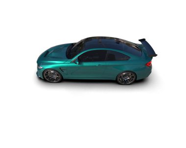 Beyaz zemin üzerinde izole edilmiş 3D resimleme spor araba