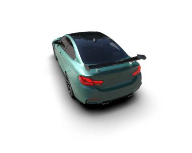 Beyaz zemin üzerinde izole edilmiş 3D resimleme spor araba