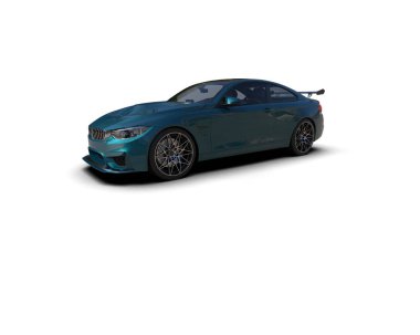 Beyaz zemin üzerinde izole edilmiş 3D resimleme spor araba