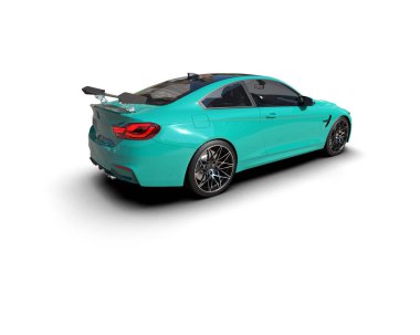 Beyaz zemin üzerinde izole edilmiş 3D resimleme spor araba