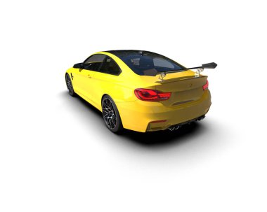 Beyaz zemin üzerinde izole edilmiş 3D resimleme spor araba