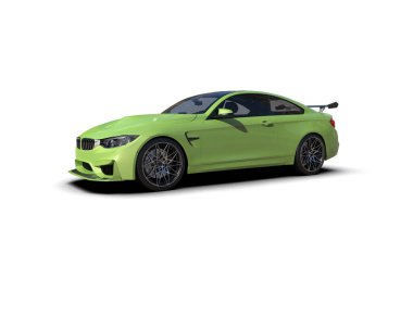 Beyaz zemin üzerinde izole edilmiş 3D resimleme spor araba