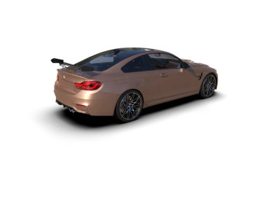 Beyaz zemin üzerinde izole edilmiş 3D resimleme spor araba