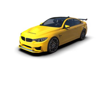 Beyaz zemin üzerinde izole edilmiş 3D resimleme spor araba