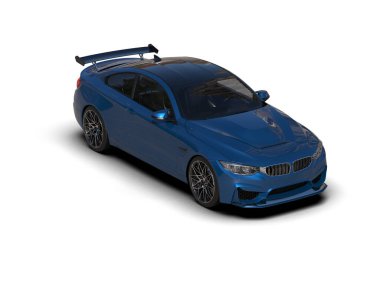 Beyaz zemin üzerinde izole edilmiş 3D resimleme spor araba