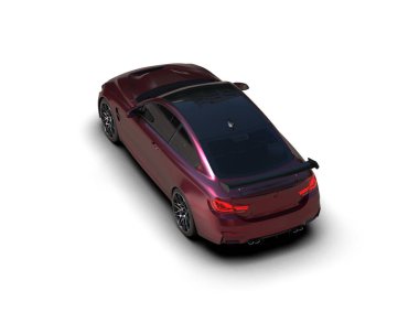 Beyaz zemin üzerinde izole edilmiş 3D resimleme spor araba