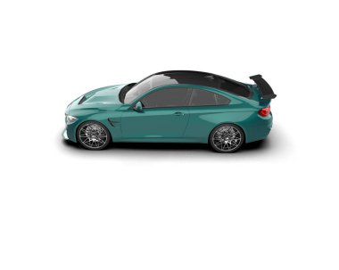 Beyaz zemin üzerinde izole edilmiş 3D resimleme spor araba