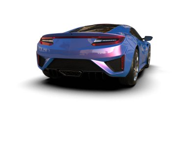 Beyaz zemin üzerinde izole edilmiş 3D resimleme spor araba