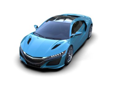 Beyaz zemin üzerinde izole edilmiş 3D resimleme spor araba