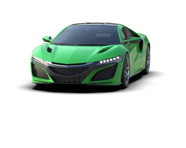 Beyaz zemin üzerinde izole edilmiş 3D resimleme spor araba