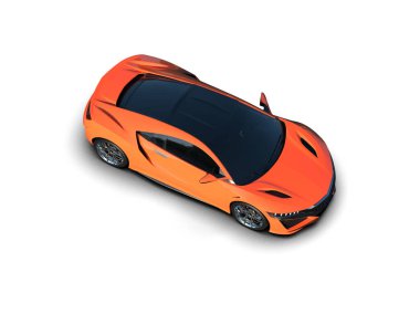 Beyaz zemin üzerinde izole edilmiş 3D resimleme spor araba