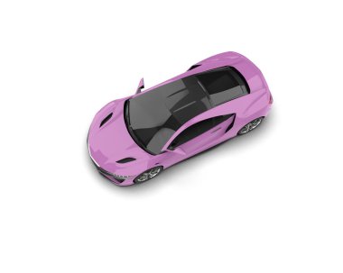 Beyaz zemin üzerinde izole edilmiş 3D resimleme spor araba