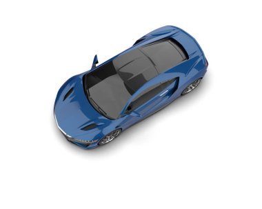 Beyaz zemin üzerinde izole edilmiş 3D resimleme spor araba