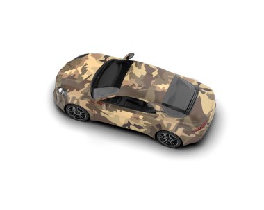 Beyaz zemin üzerinde izole edilmiş 3D resimleme spor araba