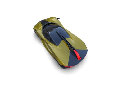 Beyaz zemin üzerinde izole edilmiş 3D resimleme spor araba