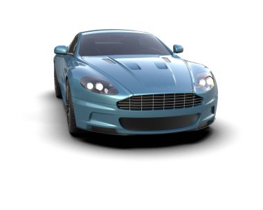 Beyaz zemin üzerinde izole edilmiş 3D resimleme spor araba