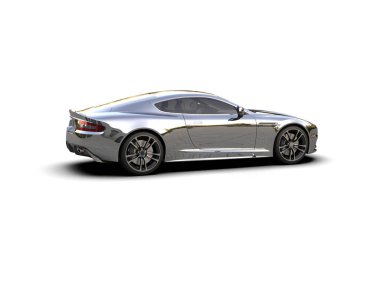 Beyaz zemin üzerinde izole edilmiş 3D resimleme spor araba