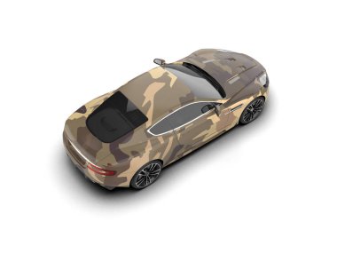 Beyaz zemin üzerinde izole edilmiş 3D resimleme spor araba