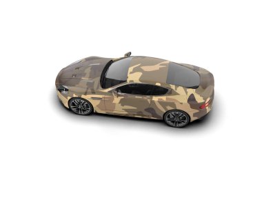 Beyaz zemin üzerinde izole edilmiş 3D resimleme spor araba