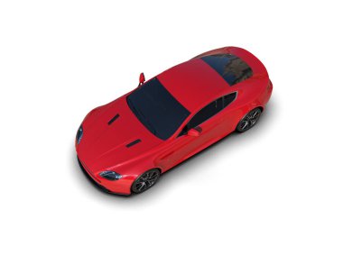 Beyaz zemin üzerinde izole edilmiş 3D resimleme spor araba