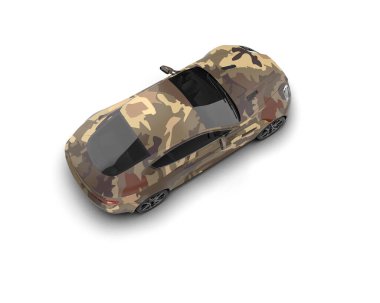 Beyaz zemin üzerinde izole edilmiş 3D resimleme spor araba