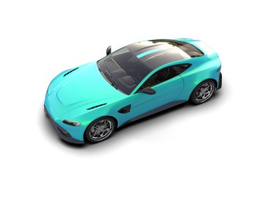 Beyaz zemin üzerinde izole edilmiş 3D resimleme spor araba