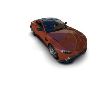 Beyaz zemin üzerinde izole edilmiş 3D resimleme spor araba