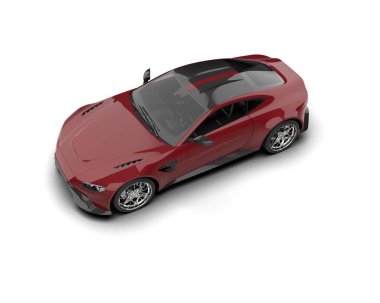 Beyaz zemin üzerinde izole edilmiş 3D resimleme spor araba