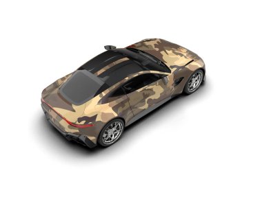 Beyaz zemin üzerinde izole edilmiş 3D resimleme spor araba