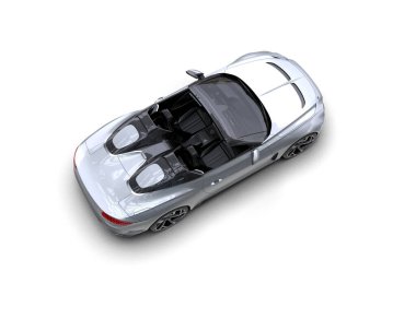 Beyaz zemin üzerinde izole edilmiş 3D resimleme spor araba