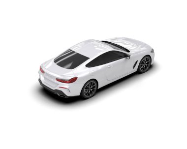 Beyaz zemin üzerinde izole edilmiş 3D resimleme spor araba