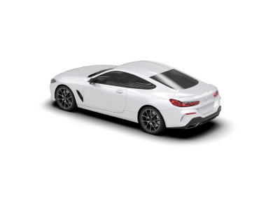 Beyaz zemin üzerinde izole edilmiş 3D resimleme spor araba