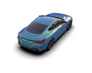 Beyaz zemin üzerinde izole edilmiş 3D resimleme spor araba