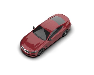 Beyaz zemin üzerinde izole edilmiş 3D resimleme spor araba