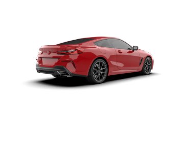 Beyaz zemin üzerinde izole edilmiş 3D resimleme spor araba