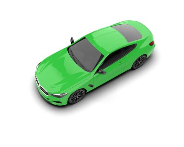 Beyaz zemin üzerinde izole edilmiş 3D resimleme spor araba