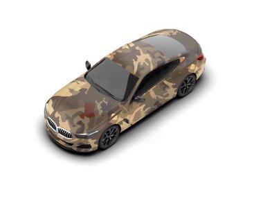 Beyaz zemin üzerinde izole edilmiş 3D resimleme spor araba