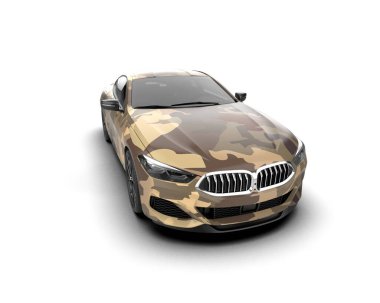 Beyaz zemin üzerinde izole edilmiş 3D resimleme spor araba